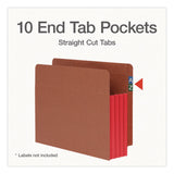 Pendaflex® End Tab File Pocket, Red Gusset, 3.5" Expansion Letter Size, Brown/Red, 10/Box (PFX1007024) Box of 10