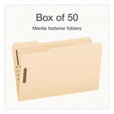 Pendaflex® Manila Fastener Folders, 1/3-Cut Tab: Assorted, Expands 0.75", 2 Fasteners, Legal Size, 50/Box (PFX1007063) Box of 50
