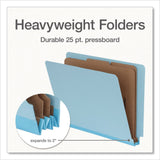 Pendaflex® Heavy-Duty Pressboard End Tab Classification Folders, Expands 2", 2 Dividers, 6 Fasteners, Letter Size, Light Blue, 10/Box (PFX1007077) Box of 10