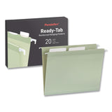 Pendaflex® Ready-Tab Reinforced Hanging File Folders, Letter Size, 1/3-Cut Tabs, Sage Green, 20/Box (PFX1009463) Box of 20