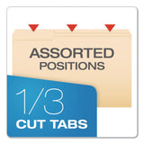 Pendaflex® Reinforced Top File Folders, 1/3-Cut Tabs: Assorted Positions, Legal Size, Manila, 100/Box (PFXR75313) Box of 100