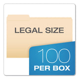 Pendaflex® Reinforced Top File Folders, 1/3-Cut Tabs: Assorted Positions, Legal Size, Manila, 100/Box (PFXR75313) Box of 100