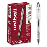 uniball® VISION ELITE Rollerball Pen, Stick, Bold 0.8 mm, Black Ink, White/Black/Clear Barrel, Dozen (UBC61231DZ) 1 Dozen