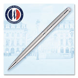 Waterman Hemisphere Ballpoint Pen, Retractable, Medium 1 mm, Blue Ink, Brushed Stainless Steel/Palladium-Chrome Barrel (WATS0920470) Each