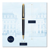 Waterman Hemisphere Ballpoint Pen, Retractable, Medium 1 mm, Blue Ink, Black Lacquered/23-Karat Gold Barrel (WATS0920670) Each