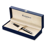 Waterman Hemisphere Ballpoint Pen, Retractable, Medium 1 mm, Blue Ink, Black Lacquered/Palladium-Chrome Barrel (WATS0920870) Each