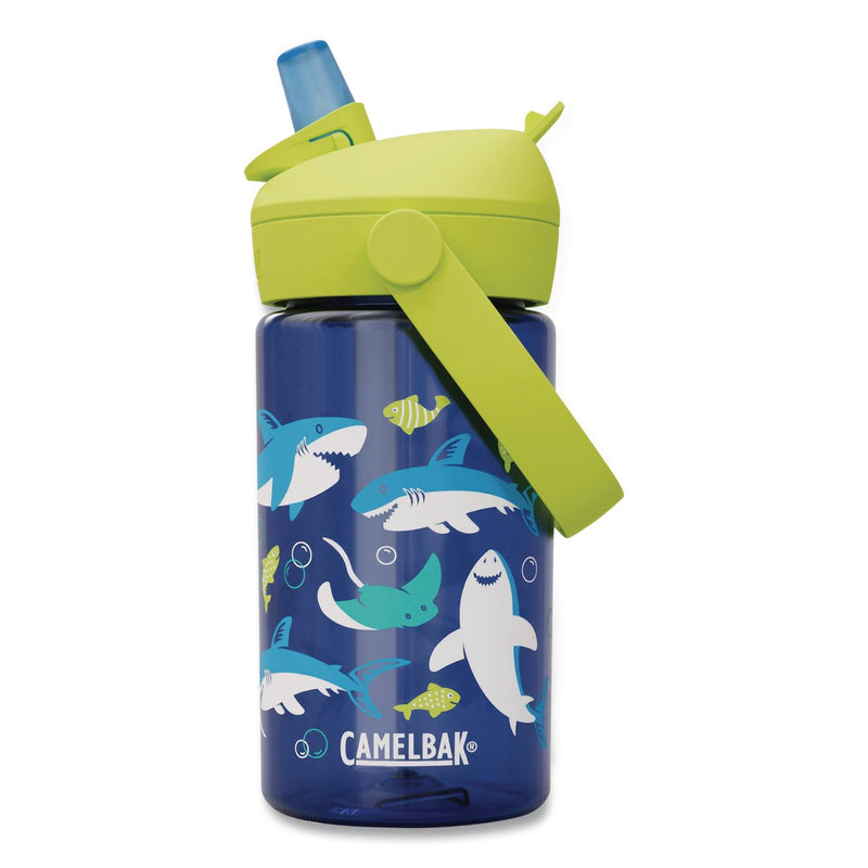 CamelBak® Thrive FlipStraw Plastic Water Bottle, 14 oz, Blue/Yellow, Sharks and Rays (WLB2860403041) Each