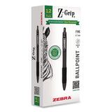 Zebra® Z-Grip Recycled Retractable Ballpoint Pen, Medium 0.7 mm, Black Ink, Black Barrel, Dozen (ZEB20710) 1 Dozen