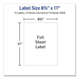 Avery® Multipurpose Sticker Project Paper, Inkjet, 8.5 x 11, 15 Sheets/Pack (AVE3383) Pack of 15