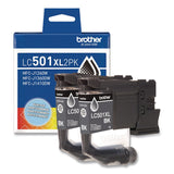 Brother LC501XL2PKS High-Yield Ink, 500 Page-Yield, Black, 2/Pack (BRTLC501XL2PKS) Pack of 2