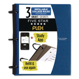 Five Star® FLEX Notebinder, 1" TechLock Rings, 3-Subject, Medium/College Rule, Randomly Assorted Cover Colors, (120) 11 x 8.5 Sheets (ACC08126) Each