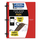 Five Star® FLEX Notebinder, 1/2" TechLock Rings, 1-Subject, Medium/College Rule, Randomly Assorted Cover Colors, (80) 11 x 8.5 Sheets (ACC08120) Each