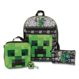 Bioworld® Minecraft 5-Piece Backpack Set, Green/Gray/Black (BWRB1Y7UR9MNCSB) Each