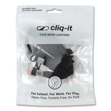 Cliq-It Face Mask Lanyard, Plastic Fastener, 30" Long, Black (CQTCL61312BL) Each