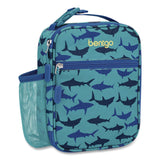 bentgo® Kids Insulated Lunch Tote, Sharks Theme, 7.3" x 3.5" x 9.5", Turquoise/Blue (BEODBGSHK) Each