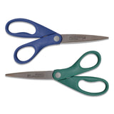 Westcott® KleenEarth Rice Husk Scissors, Pointed Tip, 8" Long, Straight Blue/Green Handle, 2/Pack (ACM14882036) Pack of 2