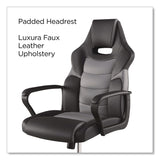 Emerge™ Vector Luxura Faux Leather Gaming Chair, Supports Up to 275 lbs, Black/Gray Seat, Black/Gray Back, Black Base (EEM61108) Each