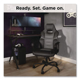 Emerge™ Vector Luxura Faux Leather Gaming Chair, Supports Up to 275 lbs, Black/Gray Seat, Black/Gray Back, Black Base (EEM61108) Each