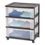 IRIS Three-Drawer Durable Storage Cart, Plastic, 22 x 15.69 x 25.48, Clear/Black (IRS270012) Each