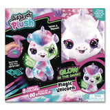 Style 4 Ever™ Airbrush Plush Glow-in-the-Dark Unicorn with Airbrush Tool, (3) Washable Ink Tubes and (60) Stick-On Stencils, Ages 6 and Up (LTP2283308) Each