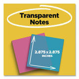 Post-it® Transparent Notes, 2.88" x 2.88", Assorted Colors, 36 Sheets/Pad, 2 Pads/Pack (MMM6002COL) Pack of 2