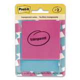 Post-it® Transparent Notes, 2.88" x 2.88", Assorted Colors, 36 Sheets/Pad, 2 Pads/Pack (MMM6002COL) Pack of 2