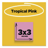 Post-it® Notes Super Sticky Pads in Energy Boost Colors, 3" x 3", Tropical Pink, 90 Sheets/Pad, 5 Pads/Pack (MMM6545SSNP) Pack of 5