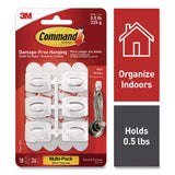 Command™ Mini Hooks, Plastic, White, Supports 0.5 lb, 18/Pack (MMM17006VP) Pack of 18