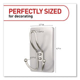 Command™ Decorative X-Large Triple Hooks, Metal, Satin Nickel, Supports 10 lb, 2/Pack (MMM17038N2ES) Pack of 2