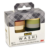 Scotch® Washi Tape, Solid Earth, 0.39" x 7.69 yd, Assorted Colors/Finishes, 8 Rolls/Pack (MMMC10178SOL3) Pack of 8
