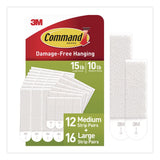 Command™ Damage-Free Hanging Picture Hanging Strip Pairs, (16) Large (0.75" x 3.65"), (12) Medium (0.63" x 2.75"), White, 28/Pack (MMMMMM1720928ES) Pack of 16