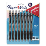 Paper Mate® Profile Ballpoint Pen, Retractable, Bold 1.4 mm, Black Ink, Smoke/Black Barrel, 8/Pack (PAP1960667) Pack of 8