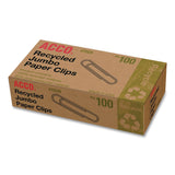 ACCO Recycled Jumbo Paper Clips, Smooth, Silver, 100/Box, 50 Boxes/Carton (ACC72525CT) Case of 5000