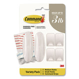 Command™ Limited Edition Decorative Hook Variety Pack, (4) Small (Supports 1 lb), (2) Medium (Supports 3 lb), Plastic, White, 6/Pack (MMMPRMHP6ESF) Pack of 6