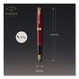 Parker® Sonnet Fountain Pen with Gift Box, Medium Fountain Nib, Red Ink, Red Lacquer/Gold Barrel (PAR1931474) Each