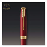 Parker® Sonnet Fountain Pen with Gift Box, Medium Fountain Nib, Red Ink, Red Lacquer/Gold Barrel (PAR1931474) Each