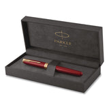 Parker® Sonnet Fountain Pen with Gift Box, Medium Fountain Nib, Red Ink, Red Lacquer/Gold Barrel (PAR1931474) Each
