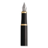 Parker® IM Fountain Pen with Gift Box, Medium Fountain Nib, Blue Ink, Black Lacquer/Gold Barrel (PAR1931645) Each