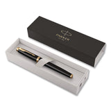Parker® IM Fountain Pen with Gift Box, Medium Fountain Nib, Blue Ink, Black Lacquer/Gold Barrel (PAR1931645) Each