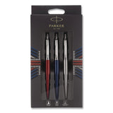 Parker® Jotter Retractable Pen and Pencil Set, (1) Medium Blue Ballpoint Pen, (1) Medium Black Gel Pen, (1) 0.7 mm Mechanical Pencil (PAR2032740) Each