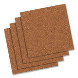 Quartet® Cork Bulletin Board Tiles, 1 ft x 1 ft, Brown Surface, Frameless, 4/Pack (QRT102) Pack of 4