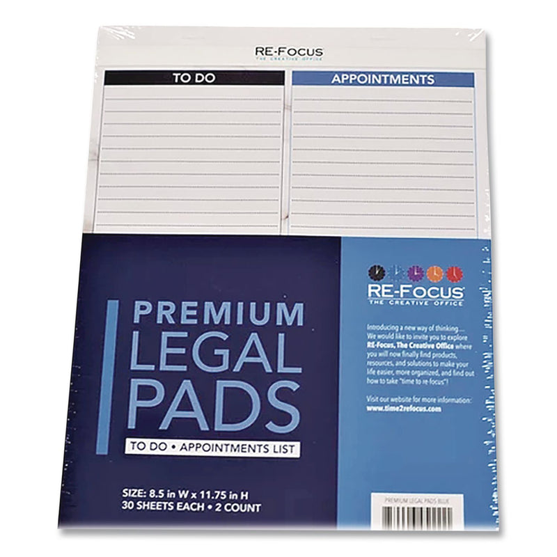 RE-Focus The Creative Office Premium Legal To-Do/Appointment List Pads, List Format, (30) Light Blue/Dark Blue/White Marble 8.5 x 11 Sheets, 2/Pack (RFCBLUELEGALPAD) Pack of 2
