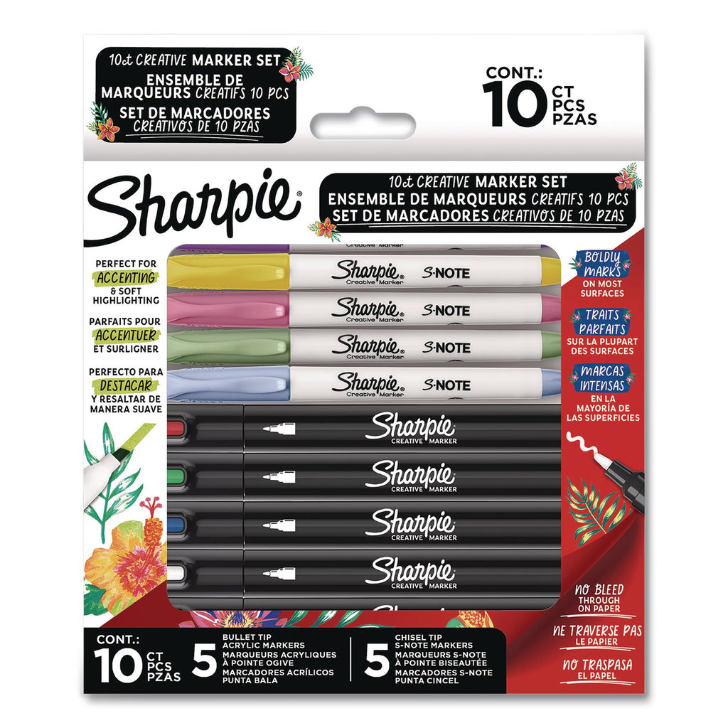 Sharpie® Creative Markers, Assorted Tips, Assorted Colors, 10/Pack (SA ...