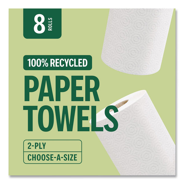 Perk™ Eco Recycled Paper Towels, 2-Ply, 11 x 5.9, White, 156 Sheets/Roll, 8 Rolls/Pack (PRKPK63227) Pack of 8