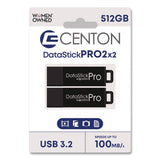 Centon DataStick Pro USB 3.2 Type A Flash Drive, 512 GB, Black, 2/Pack (CELS1U3P6512G2) Pack of 2