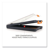 Dexas® ClearView Clipcase Storage Clipboard, 0.35" Clip Capacity, Holds 8.87 x 12.25 Sheets, Gray/Orange (DSE5717804) Each