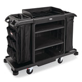 Rubbermaid® Commercial Full Size Housekeeping Cart with Accessory Bundle, Resin, 3 Shelves, 2 Bins, 24.4 x 62.4 x 49, Black (RCP2202527) Each