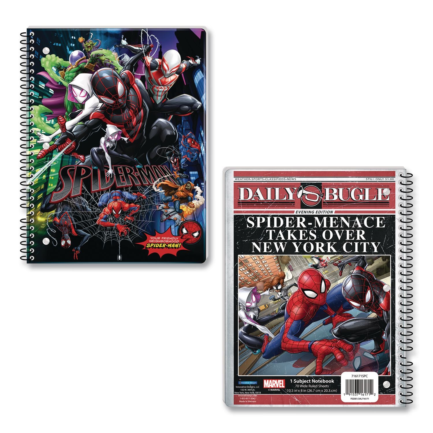 Innovative Designs Licensed Spiral Notebook, Marvel Spider-Man, 1-Subj ...