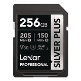 Lexar™ Professional SILVER Series SDXC Memory Card, 205MB/s Read Speeds and 150MB/s Write Speeds, UHS-I V30 U1 Class 10, 256 GB (LXRLSDSIPL256GB) Each