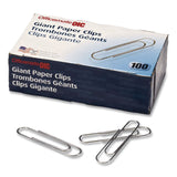Officemate Giant Paper Clips, Jumbo, Smooth, Silver, 100/Box (OIC633858) Box of 10